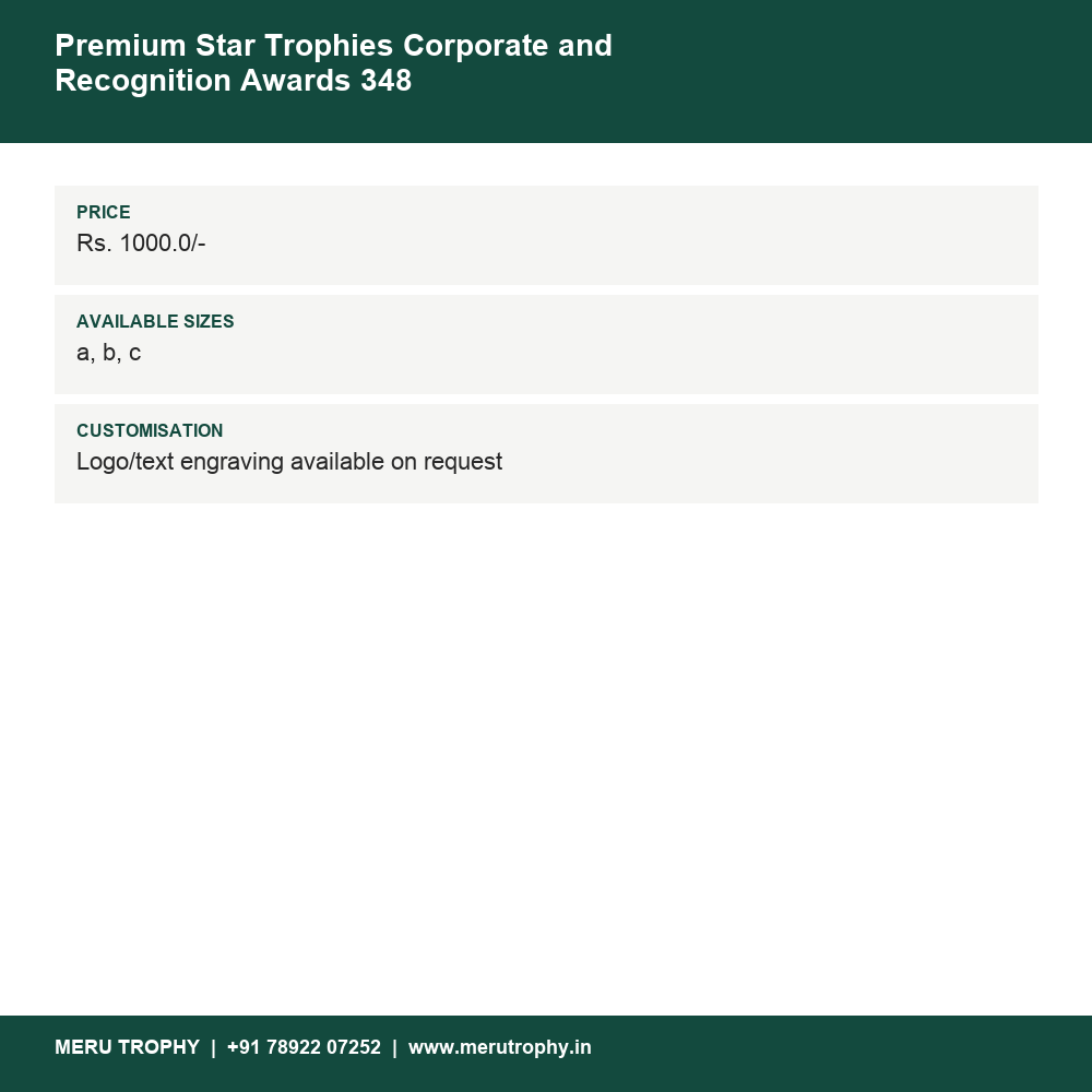 Premium Star Trophies Corporate and Recognition Awards 348 details - Meru Trophy