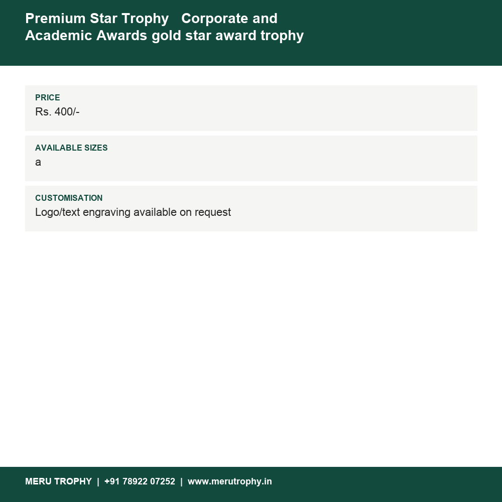 Premium Star Trophy Corporate and Academic Awards gold star award trophy jh91 details - Meru Trophy