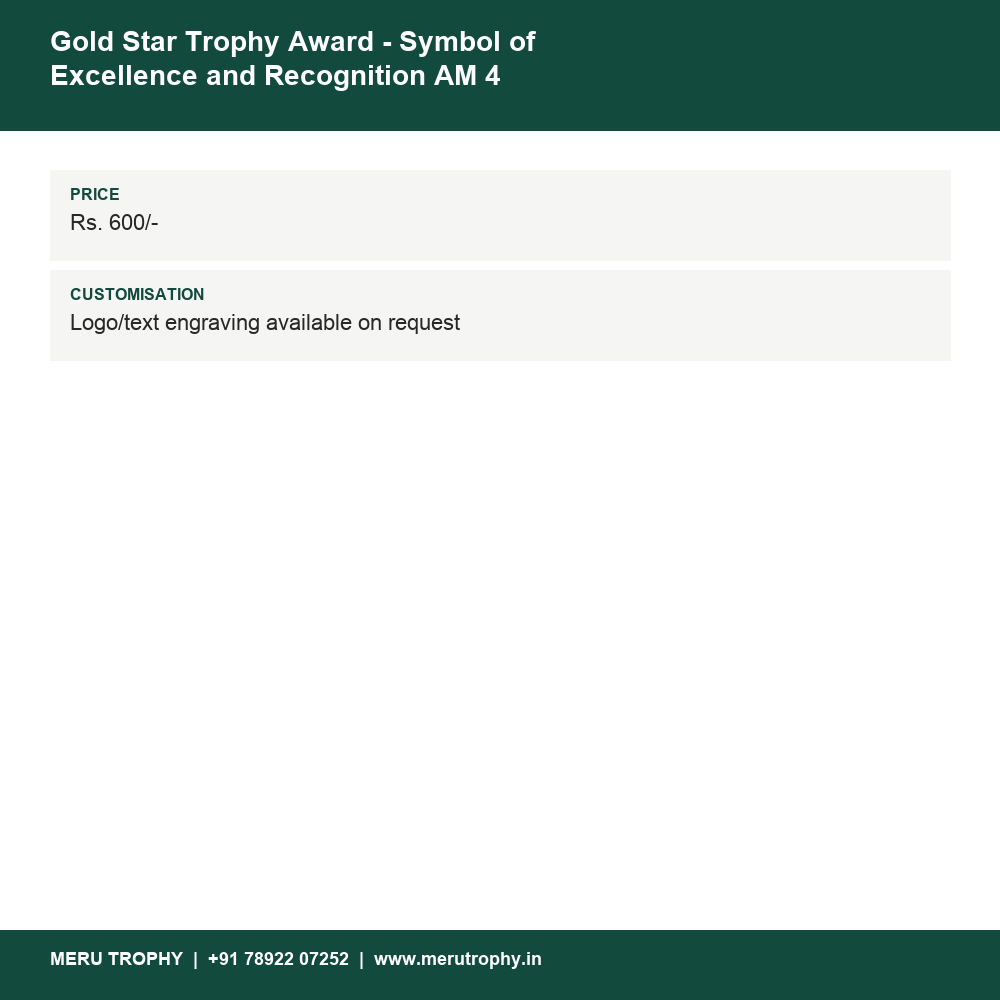 Gold Star Trophy Award - Symbol of Excellence and Recognition AM 4 details - Meru Trophy