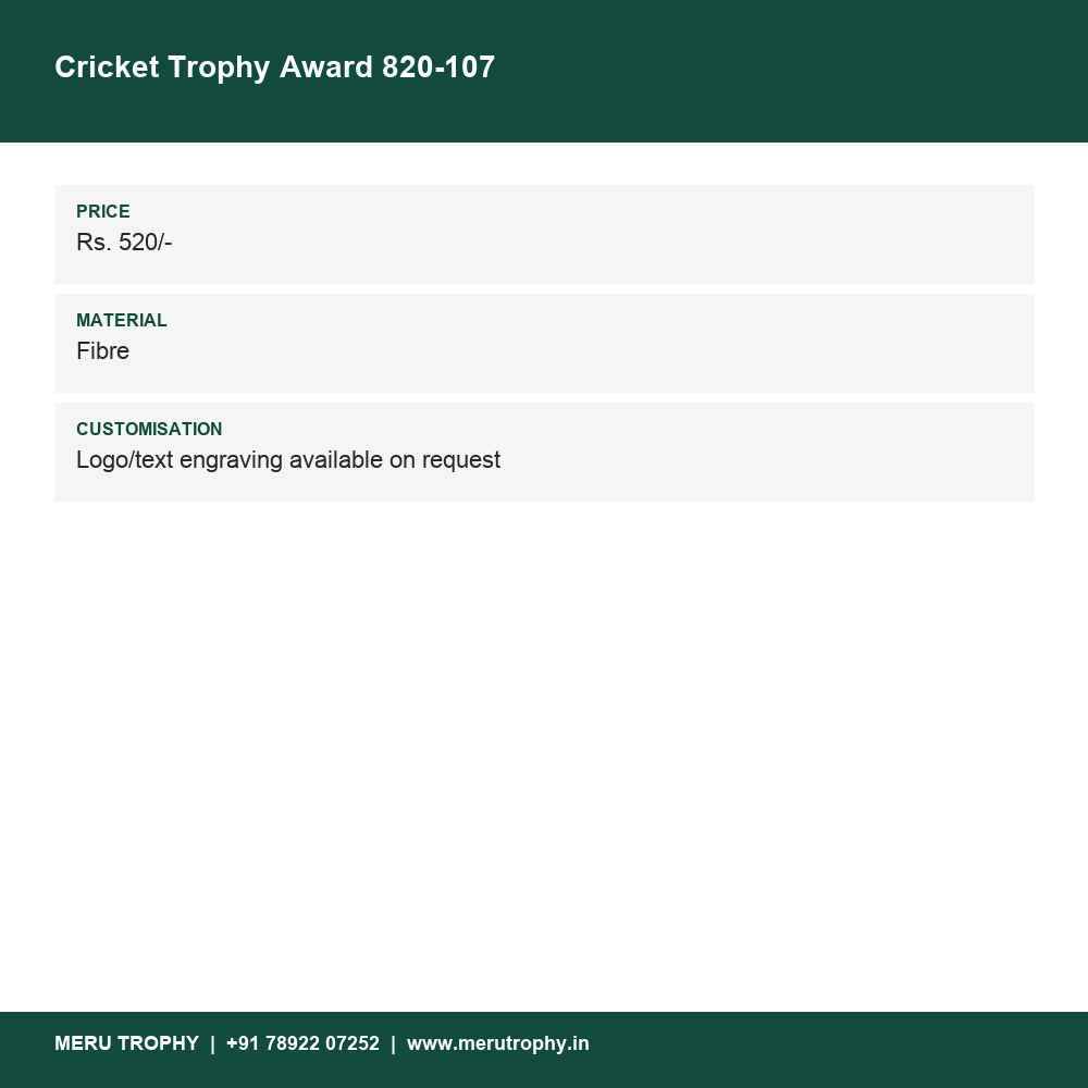 Cricket Trophy Award 820-107 details - Meru Trophy
