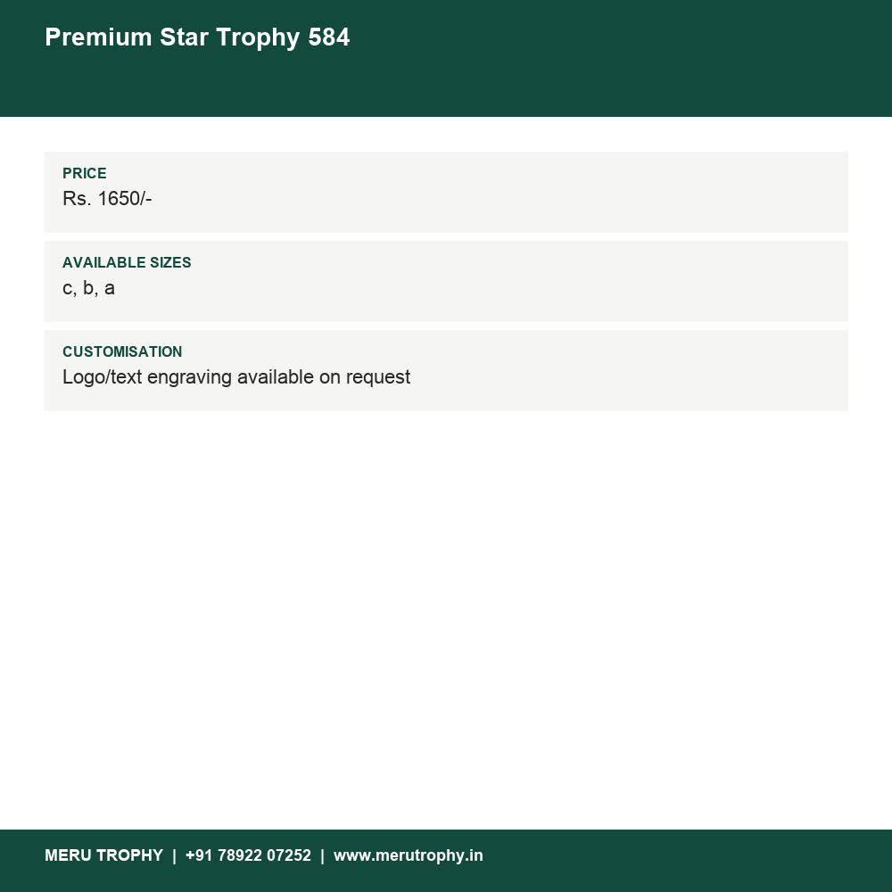 Premium Star Trophy 584 details - Meru Trophy