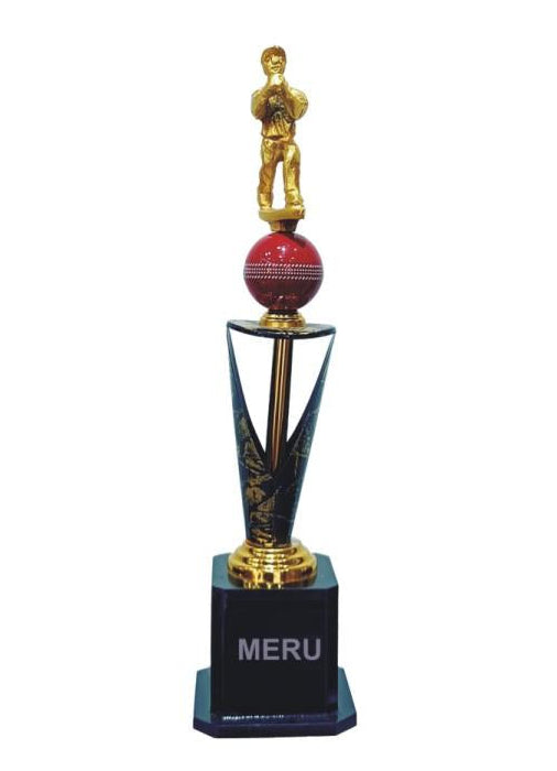 Golden batsman cricket trophy; a perfect fiber trophy for awards and recognition.
