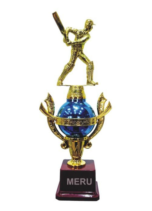 Gold batsman figurine cricket trophy; a symbol of victory and dedication.