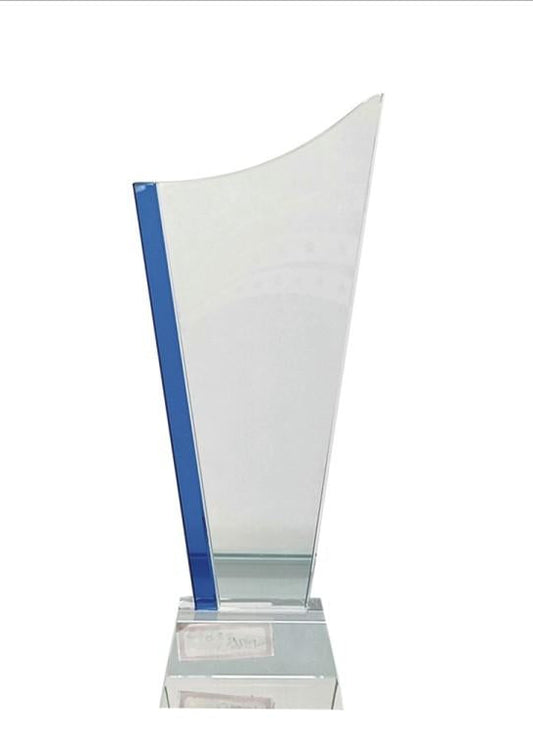 Clear crystal sail trophy award; perfect for corporate recognition.