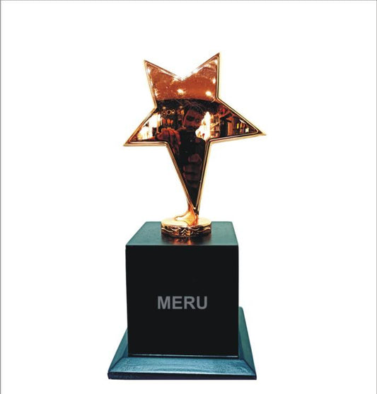 Gold star trophy symbolizing achievement and <b>recognition awards</b>.