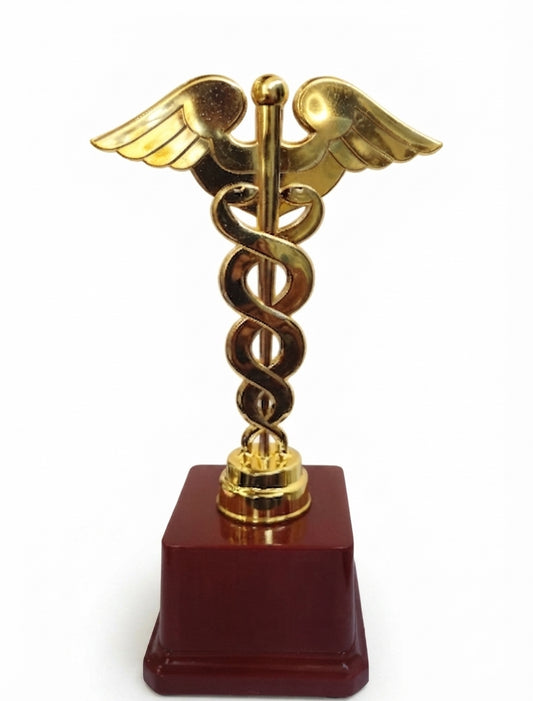 Gold Caduceus Healthcare Award Trophy - Fiber Trophy & Custom Awards - Meru Trophy