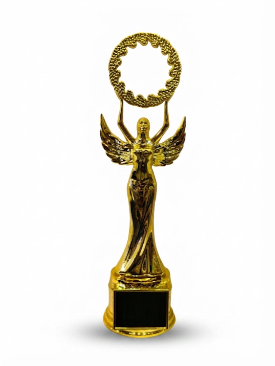 Gold Winged Victory Fibre Trophy AM 3 - Custom Fiber Trophies - Meru Trophy