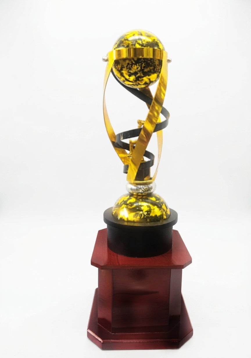 Gold and Black Globe Metal Trophy Award 2675 - Meru Trophy