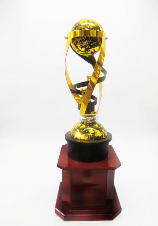 Gold and Black Globe Metal Trophy Award 2675 - Meru Trophy