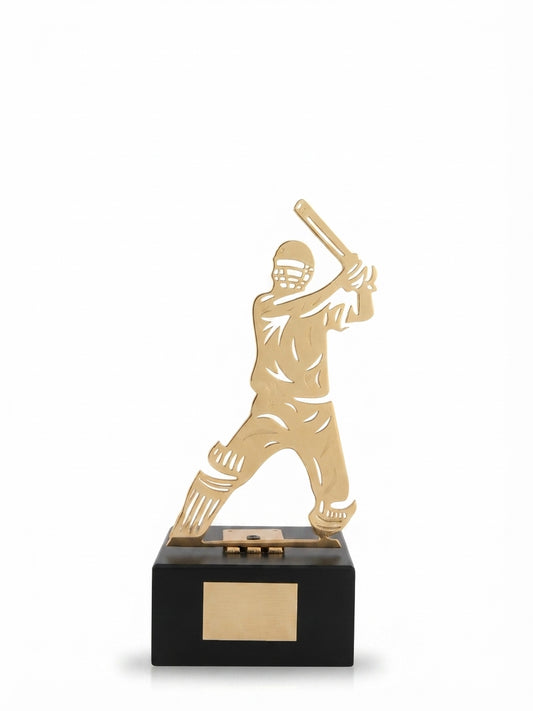 Meru Trophy 3932 A Gold Cricket Silhouette Sports Trophies Awards 3932-a - Meru Trophy