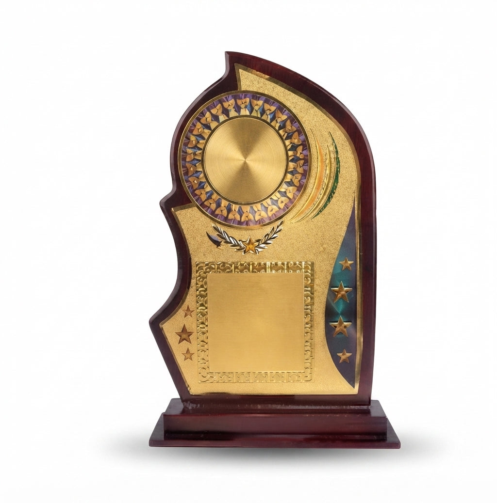 Corporate Wooden Award Memento with gold accents 4080 - Meru Trophy