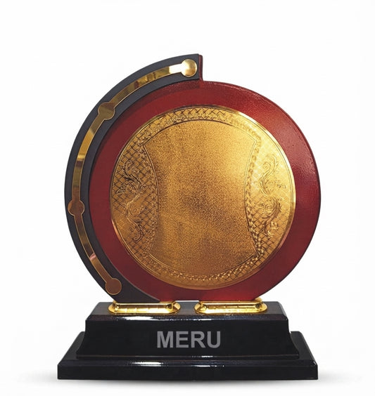 Wooden Memento Award Trophy with Gold Plate CP41 - Meru Trophy