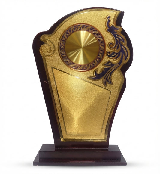 Wooden Memento Trophy with Gold Plaque - Custom Awards 4079 - Meru Trophy