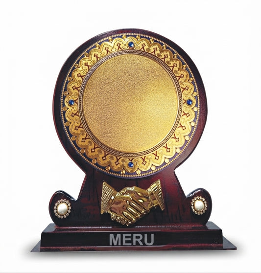 Custom Wooden Memento with Gold Plate Award Trophy 813 - Unique Trophies - Meru Trophy