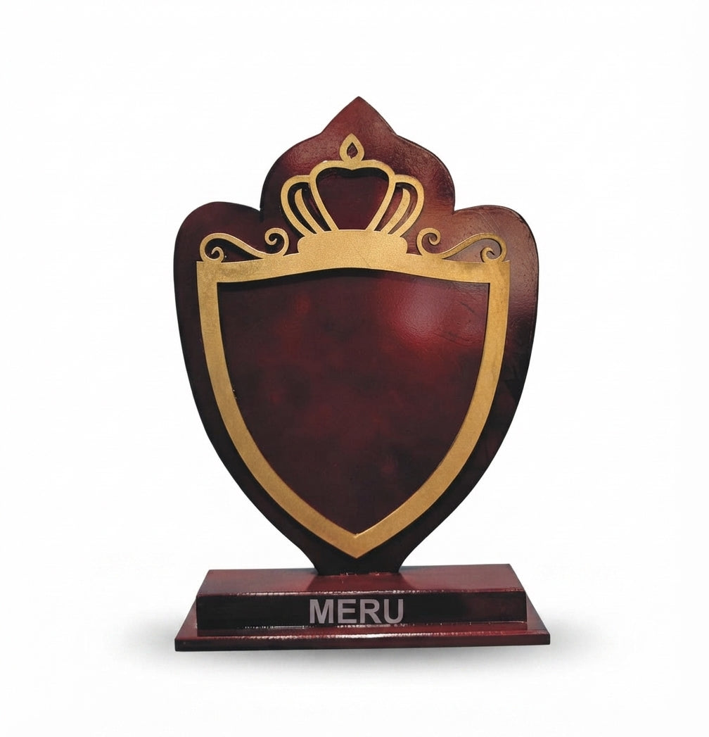 Wooden Shield Trophy Recognition Award - Custom Wooden Mementos 4044 - Meru Trophy