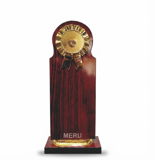 Wooden Memento with Gold Medallion Custom Awards and Trophies CP52 - Meru Trophy