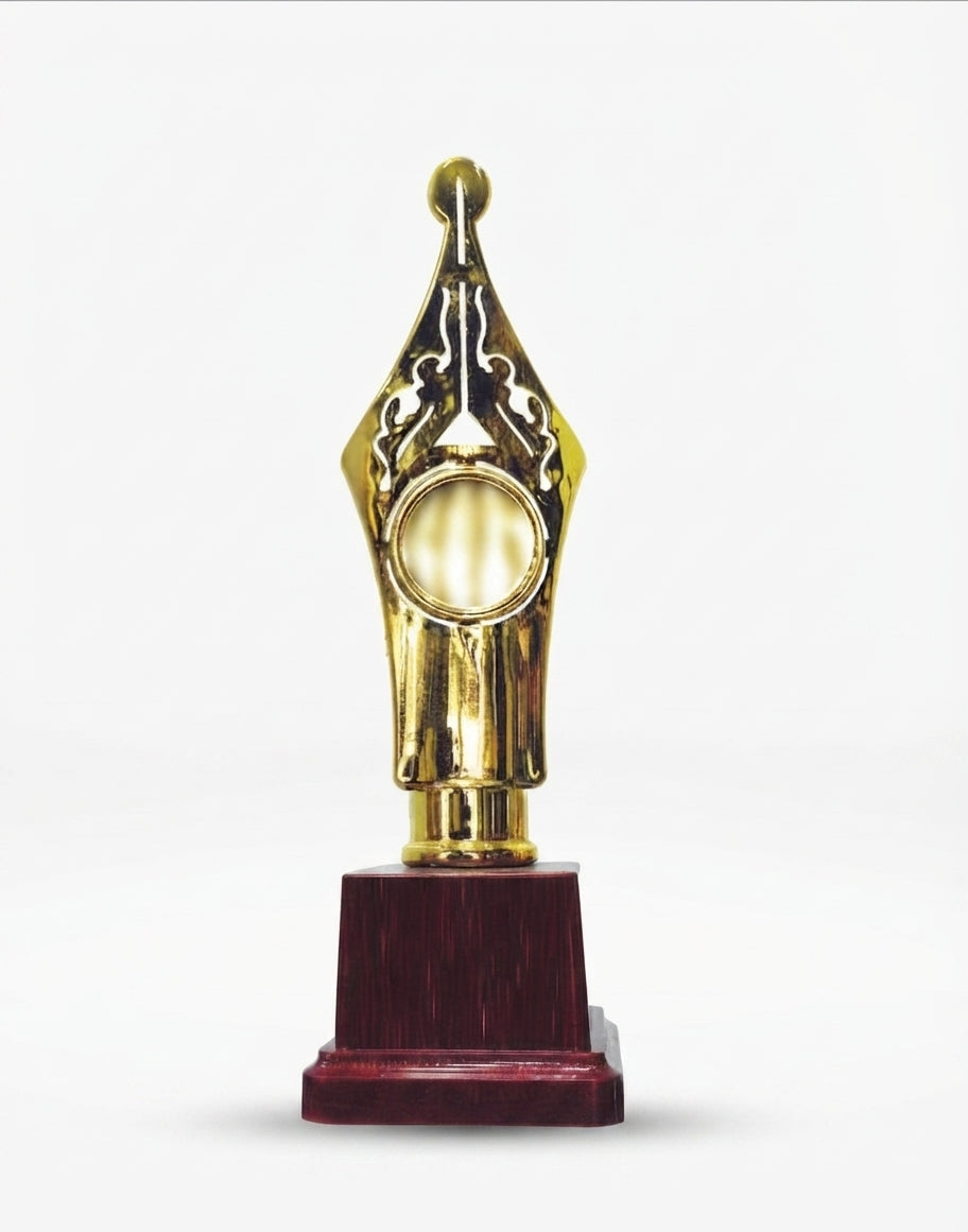 Fountain Pen Nib Trophy Gold and Maroon Award 2698 - Meru Trophy
