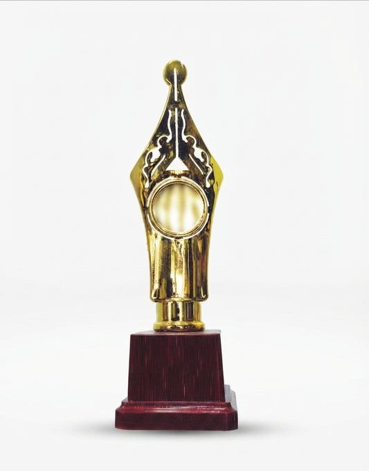 Fountain Pen Nib Trophy Gold and Maroon Award 2698 - Meru Trophy