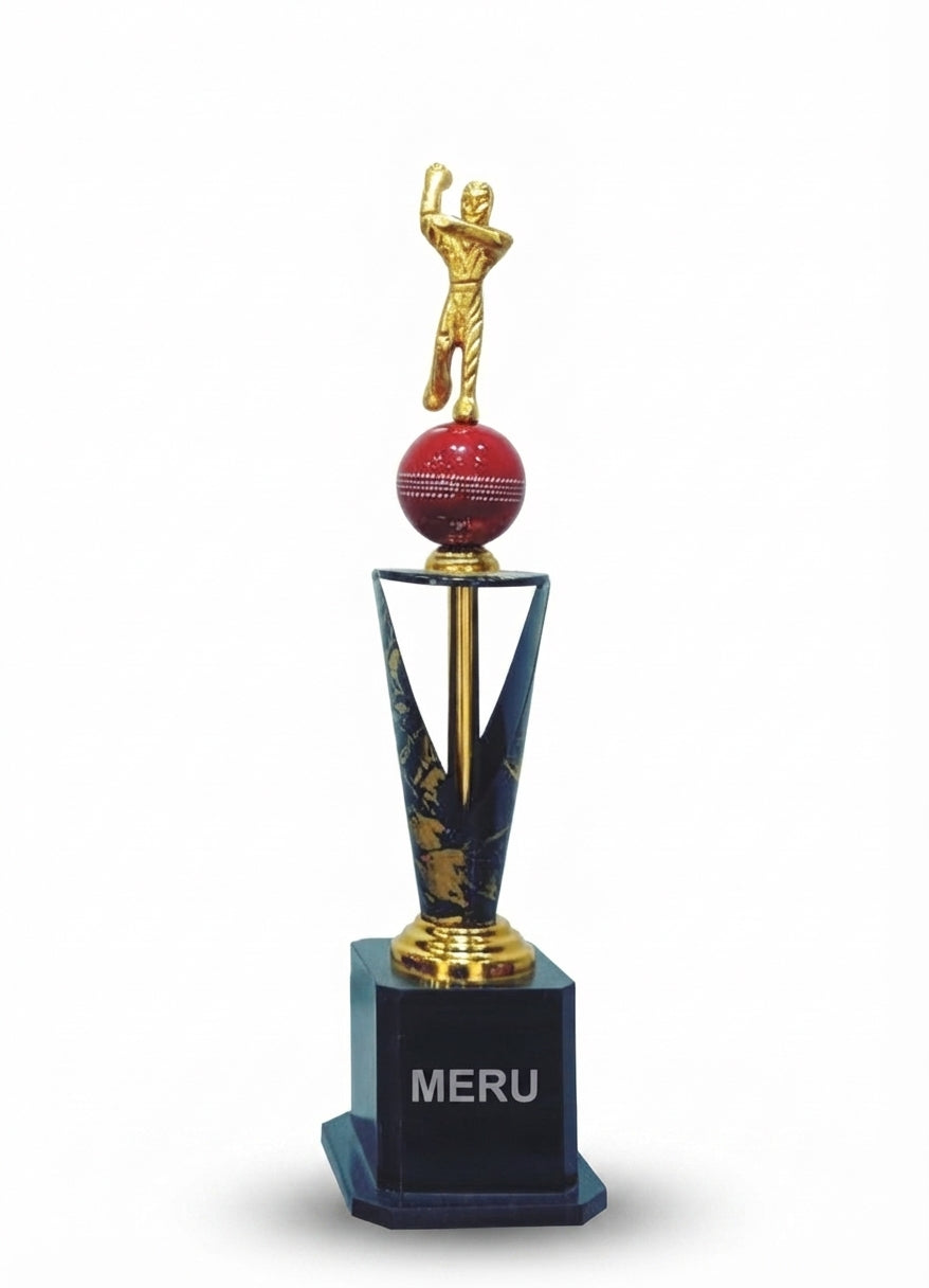 Cricket Trophy Award for Sports Recognition 593-B-1 - Meru Trophy