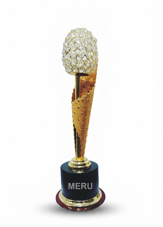 Premium Crystal Gold and Black Achievement Trophy 4159 - Meru Trophy