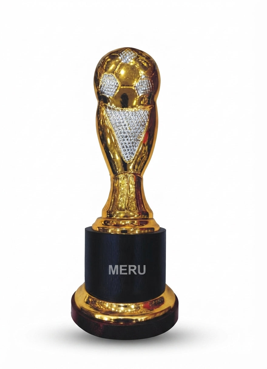 Gold Soccer Ball Metal Trophy Custom Award 4107 - Meru Trophy