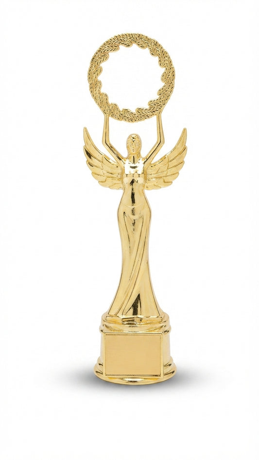 Gold Winged Victory Trophy Custom Awards - Recognition Awards AM 3 - Meru Trophy