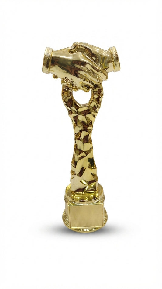 Gold Handshake Trophy - Corporate Recognition Awards - Premium Trophies AM 5 - Meru Trophy