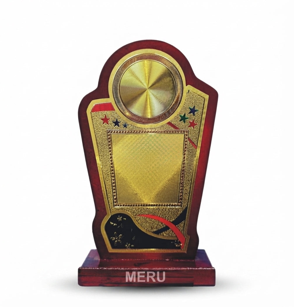 Wooden Memento with Gold Plate Custom Trophy 4062 - Meru Trophy