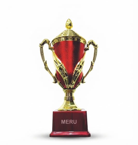Elegant Red and Gold Fiber Trophy Award 909 - Meru Trophy