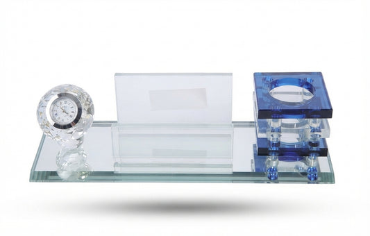 Crystal Trophy Desk Set Corporate Award CST-78 - Meru Trophy