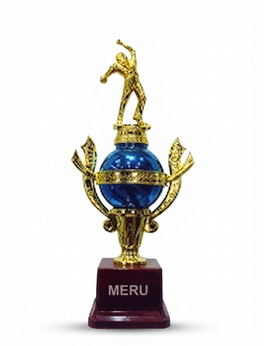 Blue and Gold Cricket Trophies for Sports Awards 800-106 - Meru Trophy
