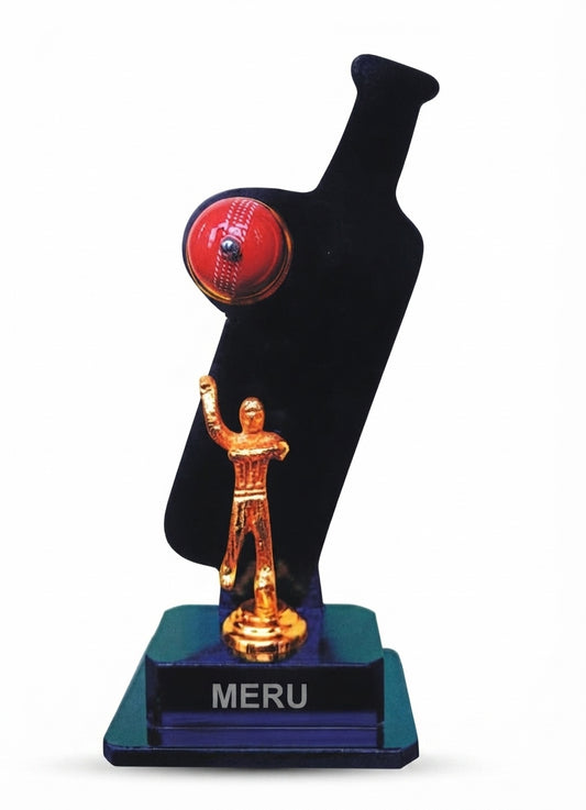 Cricket Trophy Award Acrylic Bat Figurine 864B-1 - Meru Trophy