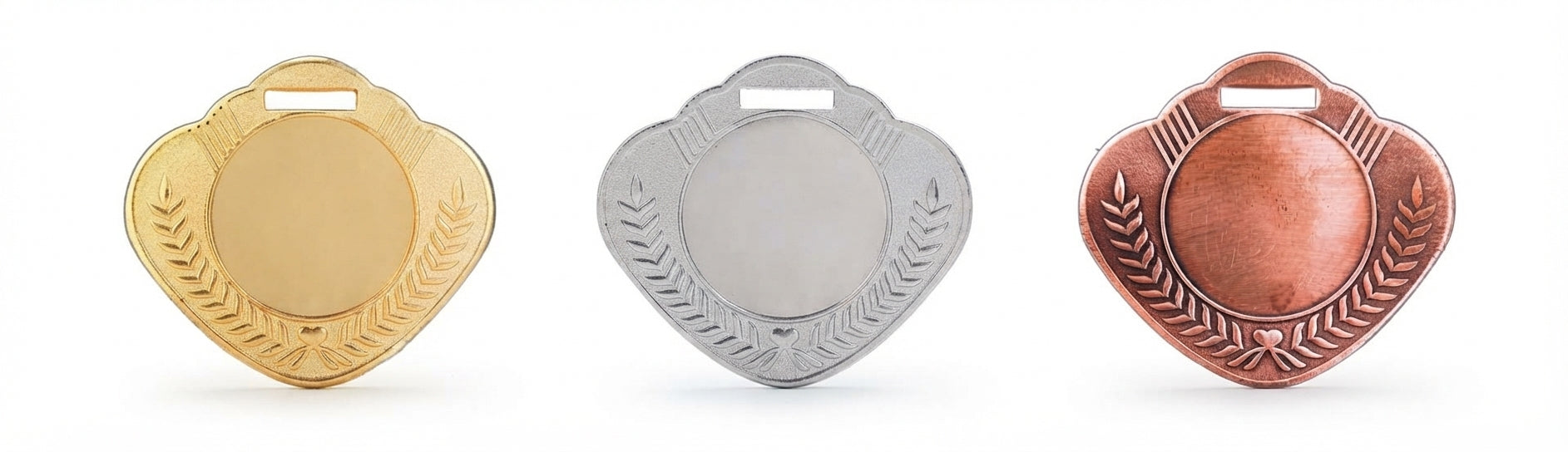 Heart-Shaped Medals Gold Silver Bronze MS-Ovel-1 - Meru Trophy