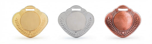 Heart-Shaped Medals Gold Silver Bronze MS-Ovel-1 - Meru Trophy