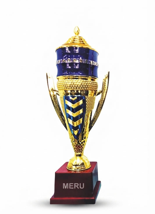 Gold and Blue Metal Cup Trophy Award BC-409 - Meru Trophy