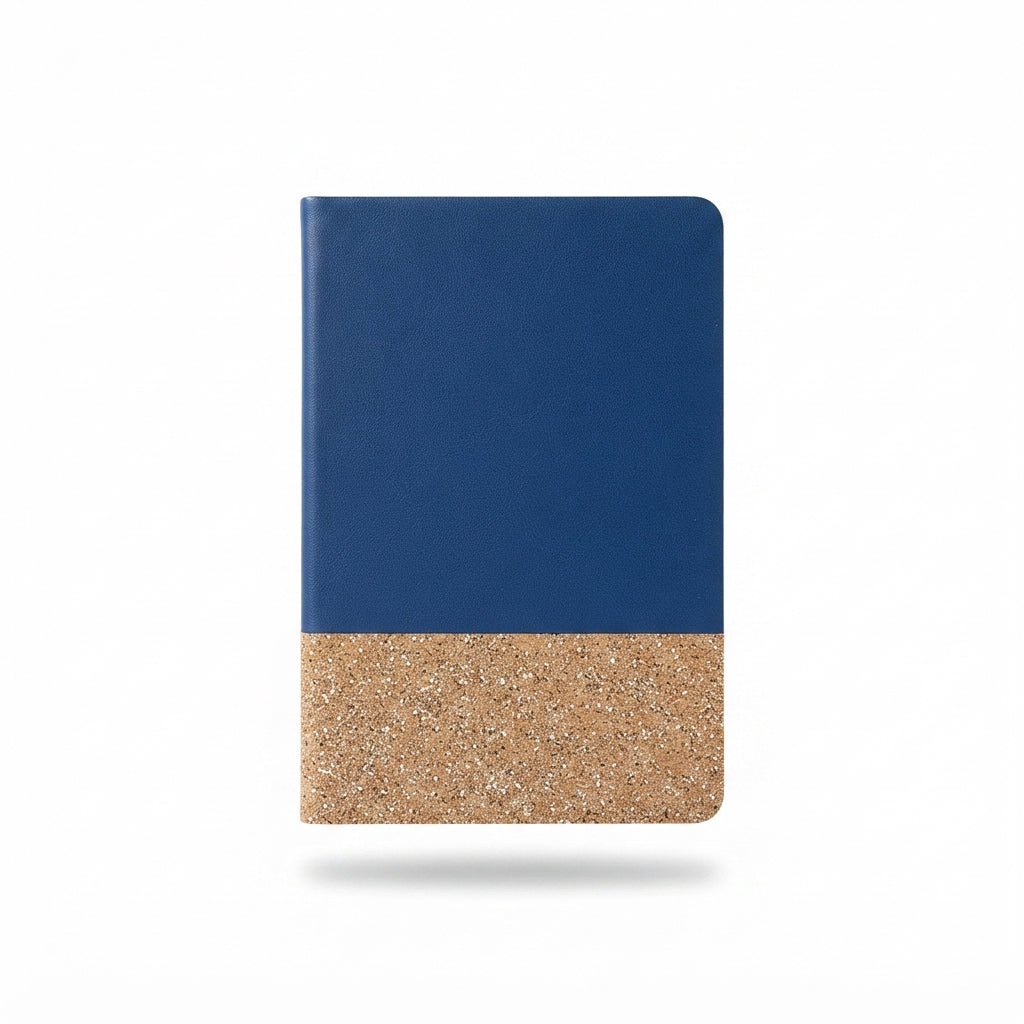 PU Notebook with Glitter Cork Accent - Blue - Meru Trophy corporate gifting
