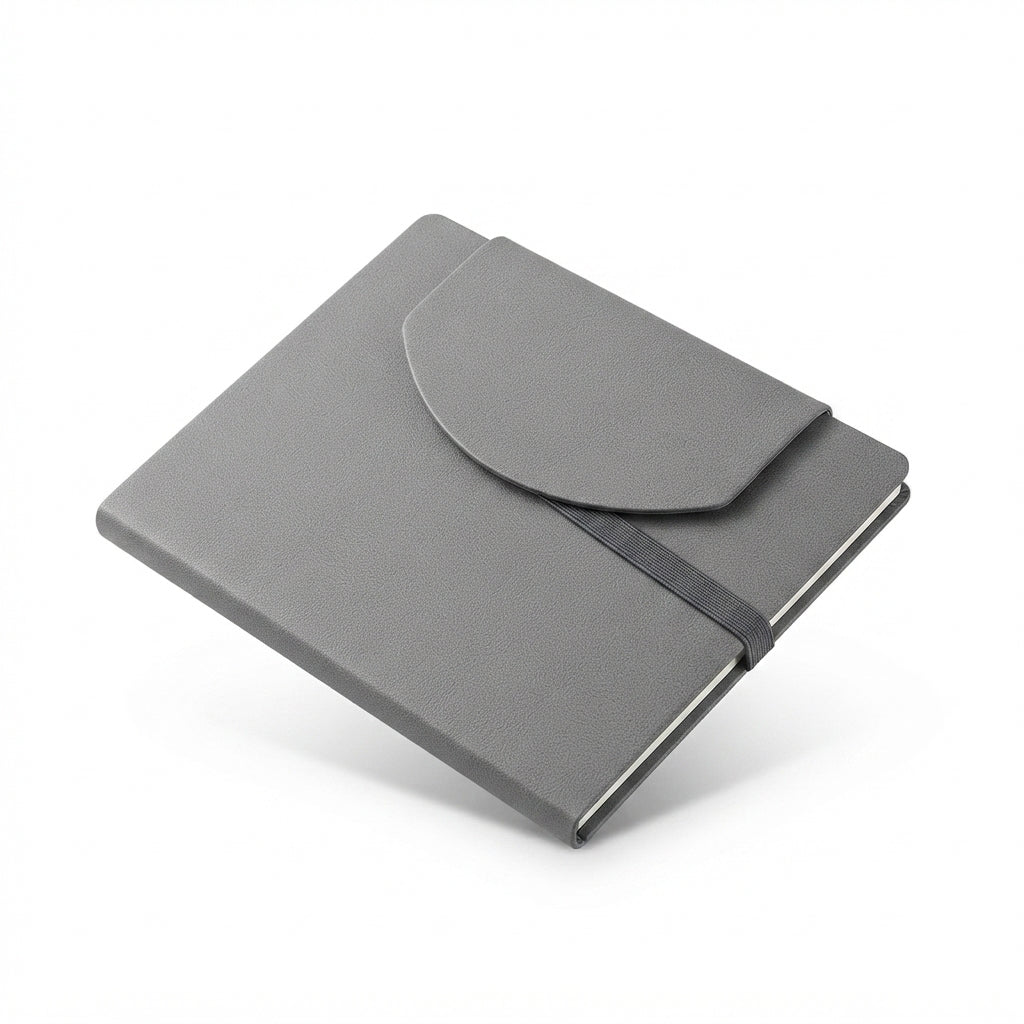 Envelope Flap PU Diary with Elastic - Grey - Meru Trophy corporate gifting