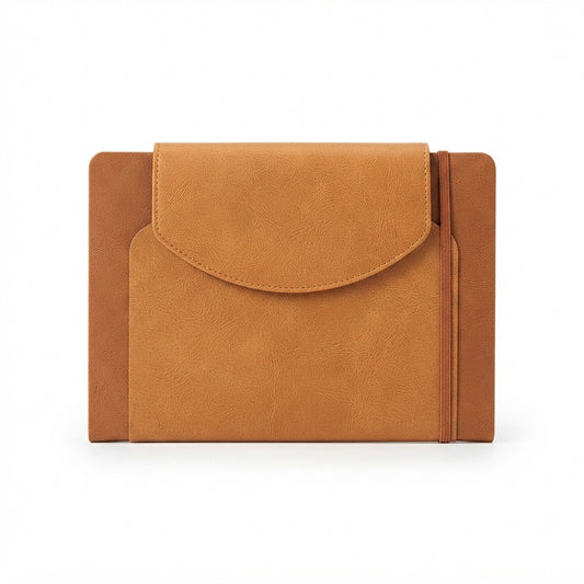 Envelope Flap PU Diary with Elastic - Tan - Meru Trophy corporate gifting