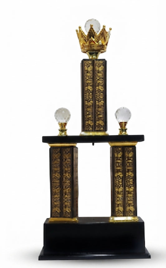 Black and Gold Crystal Trophy - Recognition Awards CP 31 - Meru Trophy