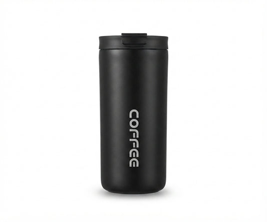 Coffee Travel Tumbler with Flip Lid - Black - Meru Trophy corporate gifting