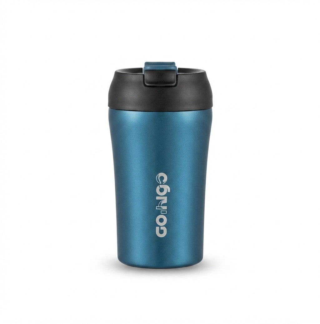 Compact Coffee Tumbler with Flip Lid - Blue - Meru Trophy corporate gifting