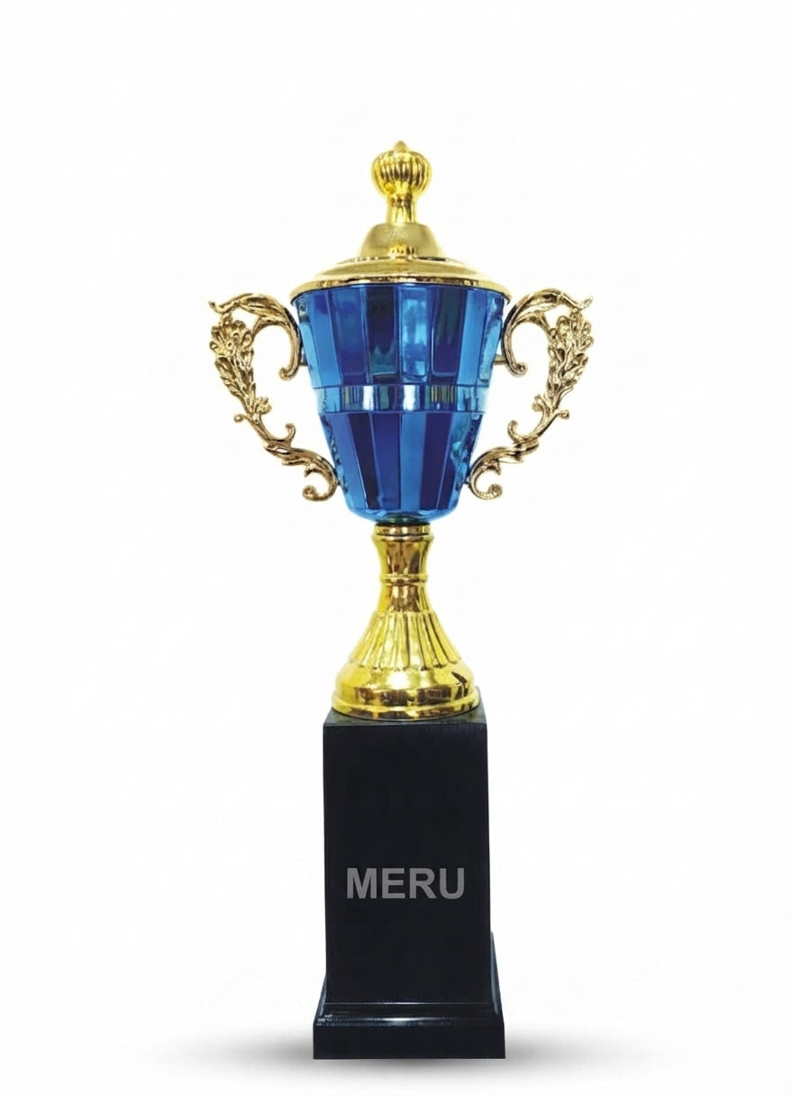 Blue and Gold Corporate Trophy Athletic Medals blue and gold award trophy abc 76 - Meru Trophy