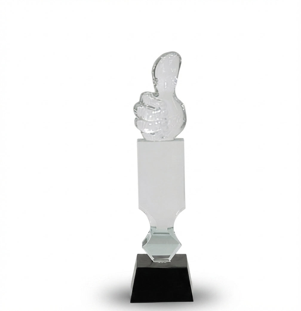 Crystal Thumbs Up Trophy - Corporate Recognition Awards CST 56 - Meru Trophy