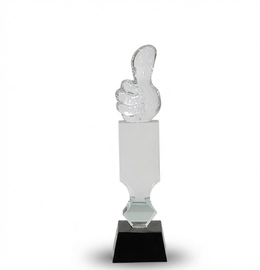 Crystal Thumbs Up Trophy - Corporate Recognition Awards CST 56 - Meru Trophy