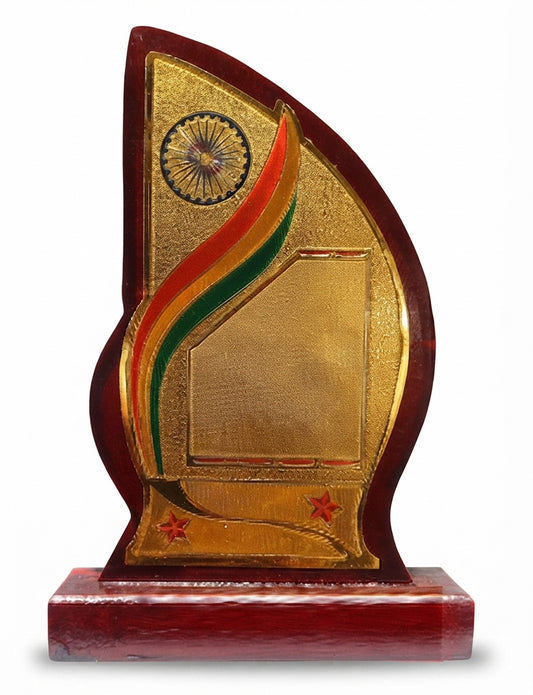 Custom Wooden Memento Indian Flag Design Trophy 1731 - Unique Awards - Meru Trophy