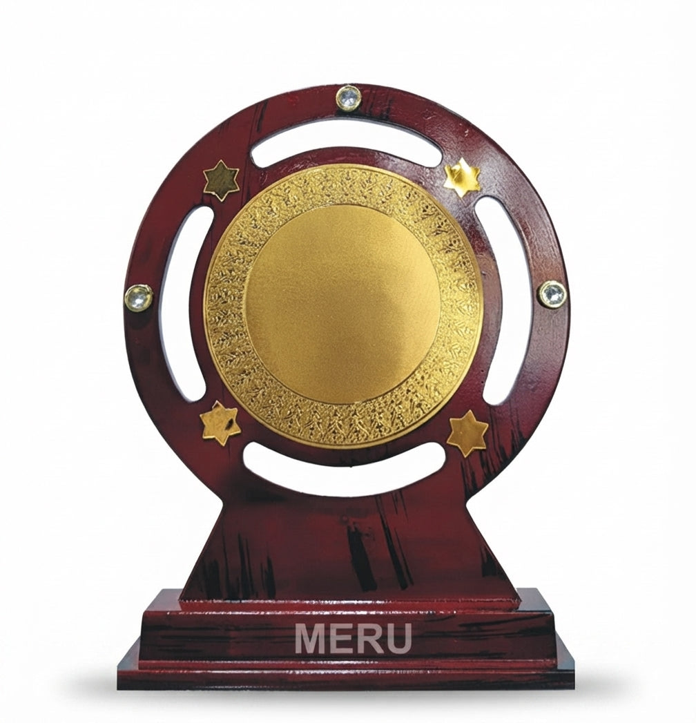 Wooden Memento Award Trophy for Recognition and Awards - Custom Engraved 4020 - Meru Trophy