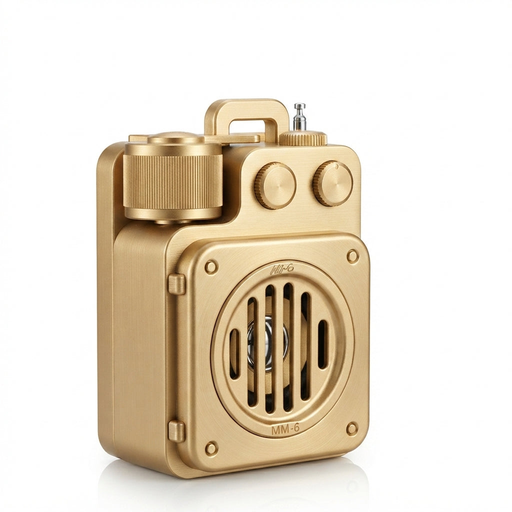 Retro Wooden Portable Bluetooth Speaker - gold - Meru Trophy corporate gifting