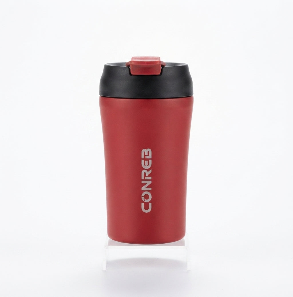 Compact Coffee Tumbler with Flip Lid - Red - Meru Trophy corporate gifting