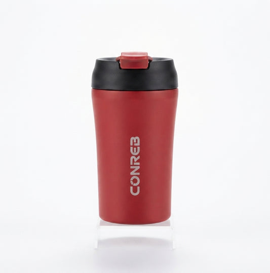 Compact Coffee Tumbler with Flip Lid - Red - Meru Trophy corporate gifting
