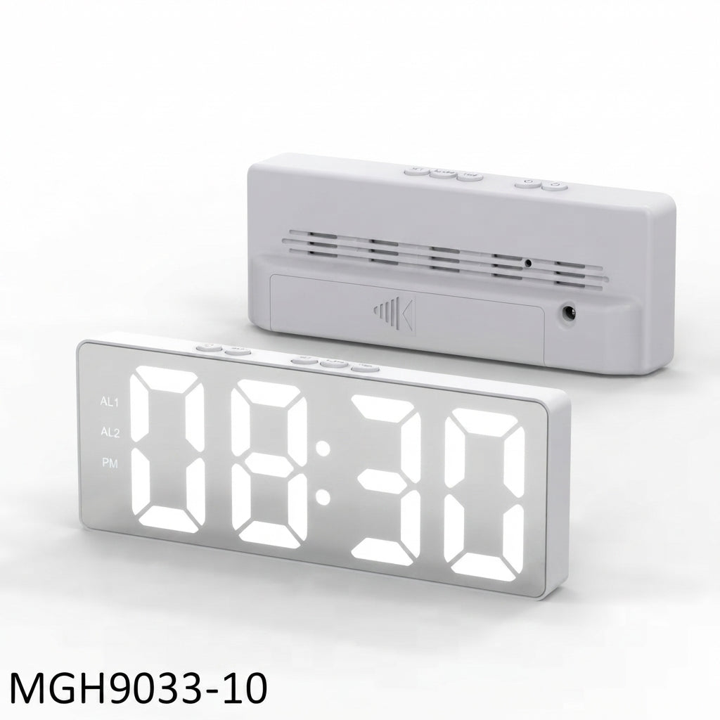 White Mirror LED Digital Clock - White - Meru Trophy corporate gifting
